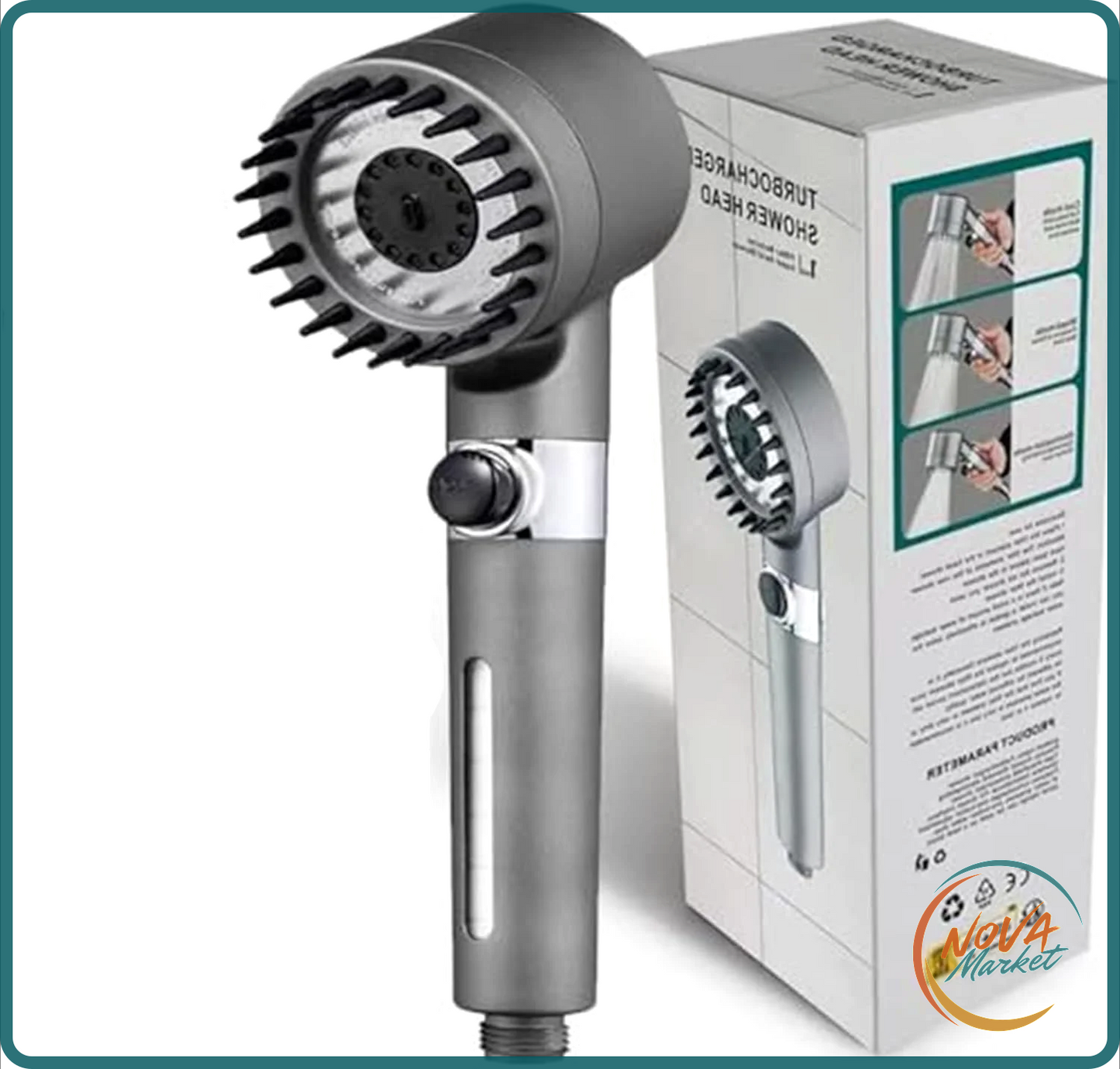 Soffione Doccia Portatile con Filtro e Getto Turbocompressore