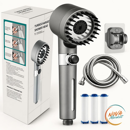 Soffione Doccia Portatile con Filtro e Getto Turbocompressore