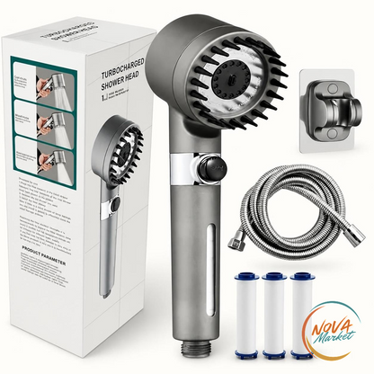 Soffione Doccia Portatile con Filtro e Getto Turbocompressore
