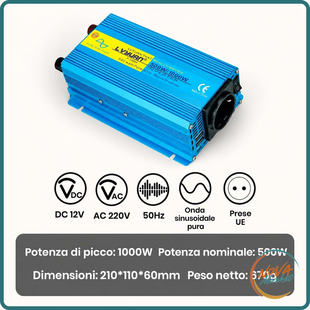 Inverter a Onda Sinusoidale Pura 12V/24V a 220V-240V