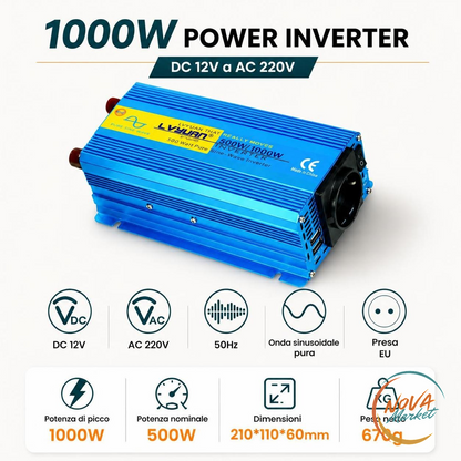 Inverter a Onda Sinusoidale Pura 12V/24V a 220V-240V