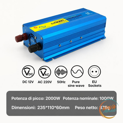 Inverter a Onda Sinusoidale Pura 12V/24V a 220V-240V