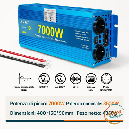 Inverter a Onda Sinusoidale Pura 12V/24V a 220V-240V