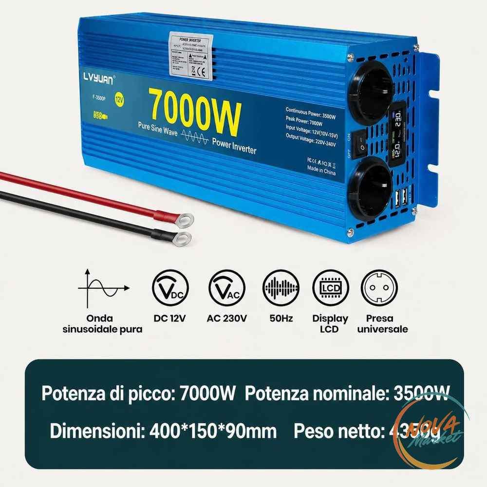 Inverter a Onda Sinusoidale Pura 12V/24V a 220V-240V