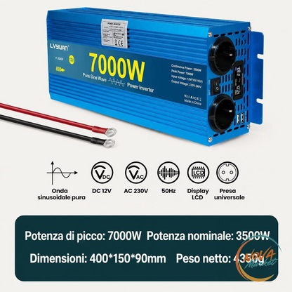 Inverter a Onda Sinusoidale Pura 12V/24V a 220V-240V