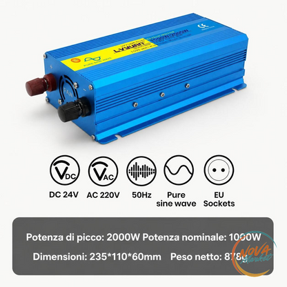 Inverter a Onda Sinusoidale Pura 12V/24V a 220V-240V