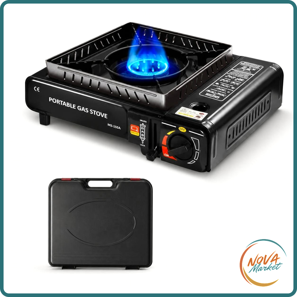 Fornello a Gas Portatile 2900 W con Anello Antivento