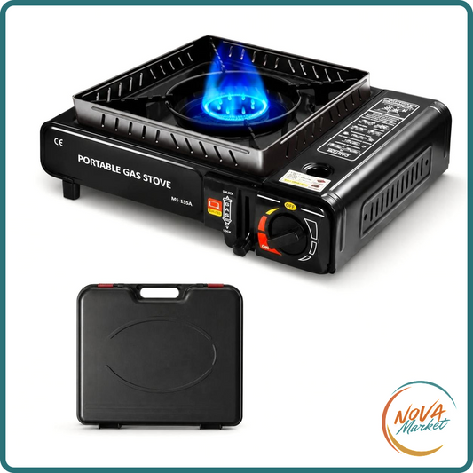 Fornello a Gas Portatile 2900 W con Anello Antivento