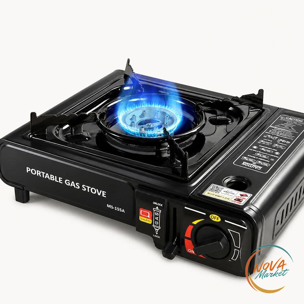 Fornello a Gas Portatile 2900 W con Anello Antivento