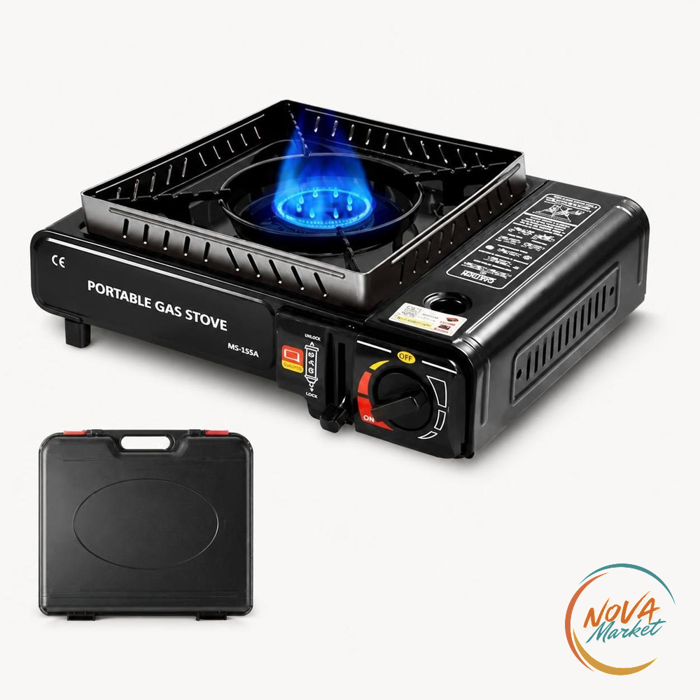 Fornello a Gas Portatile 2900 W con Anello Antivento