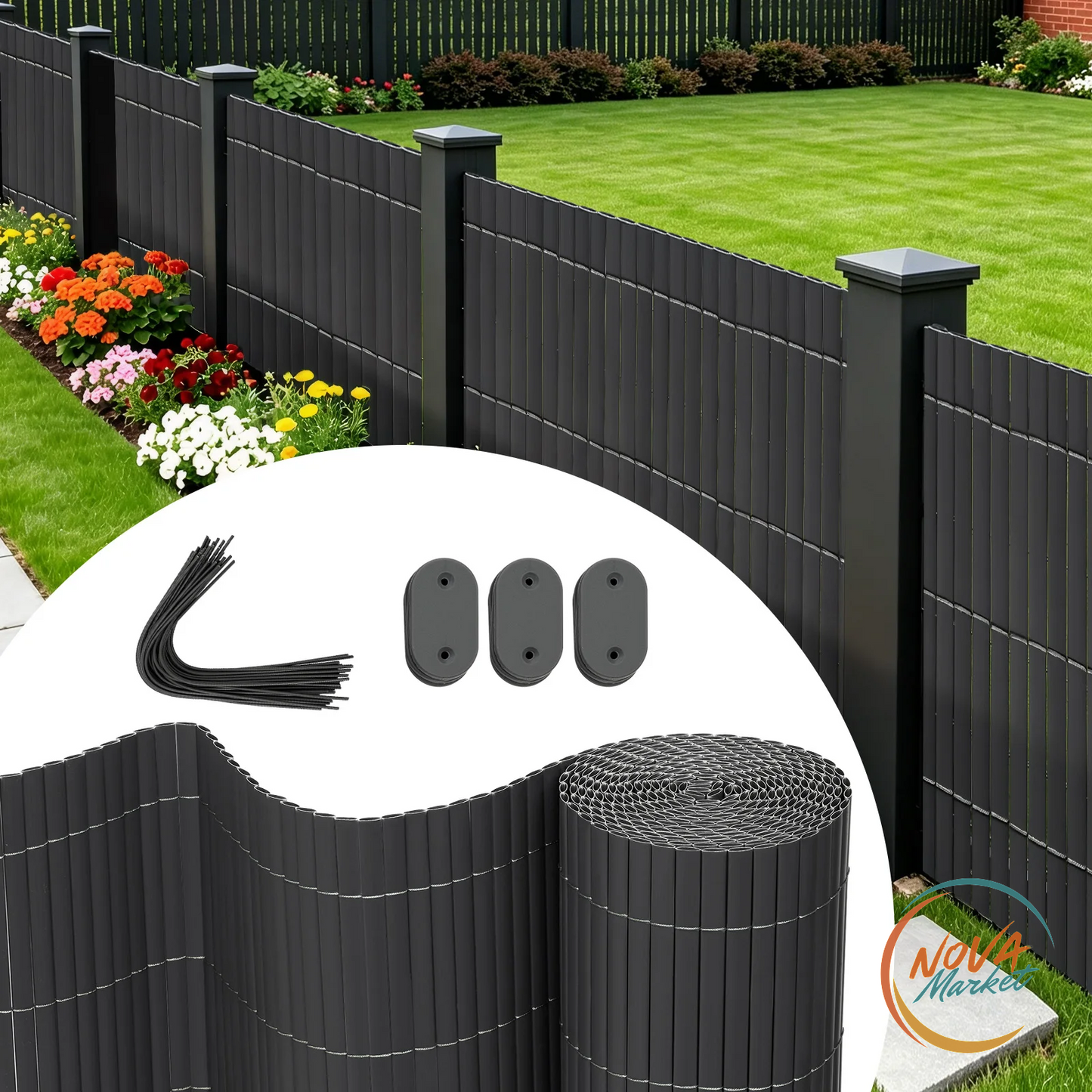 Schermo Frangivento in PVC Opaco per Balcone e Giardino