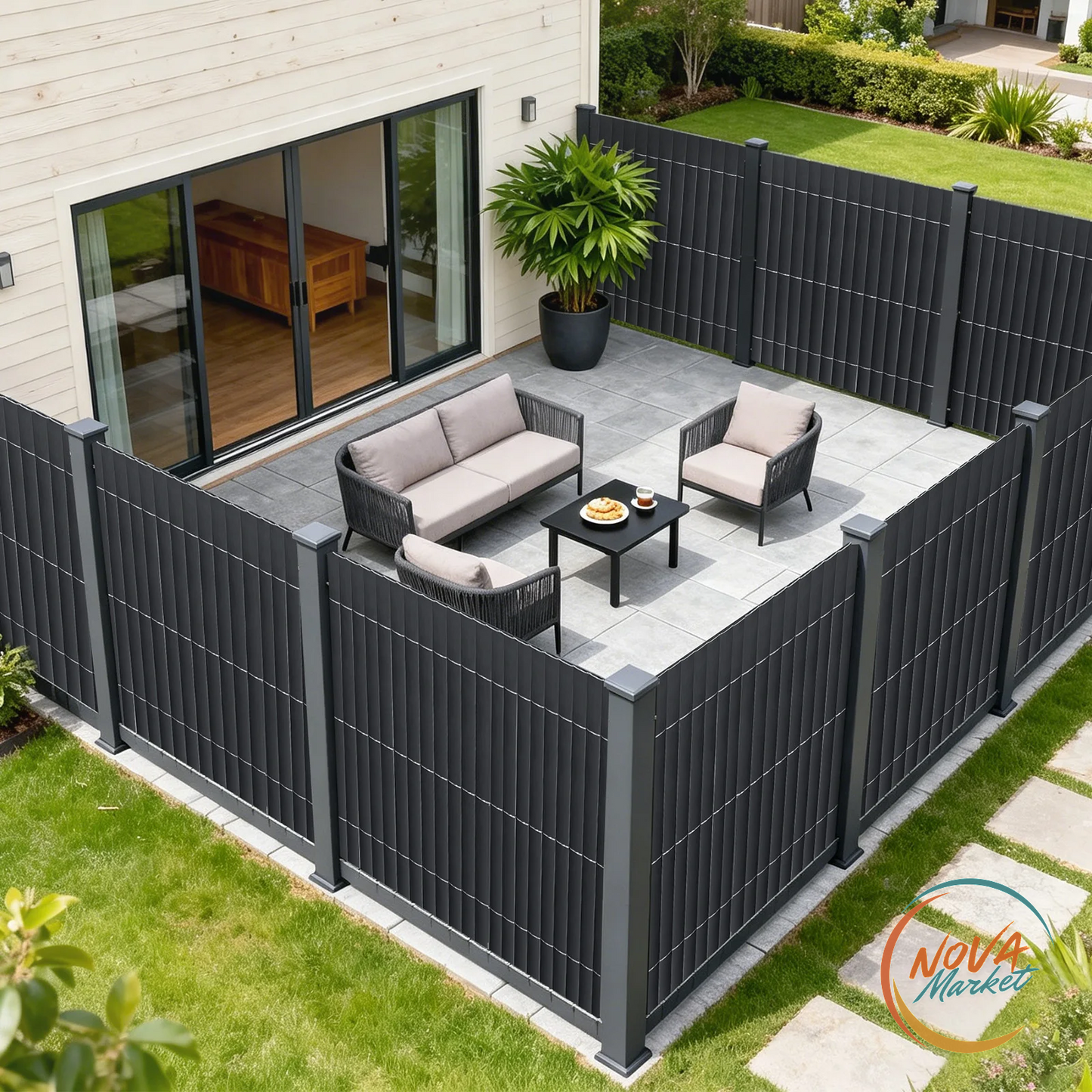 Schermo Frangivento in PVC Opaco per Balcone e Giardino