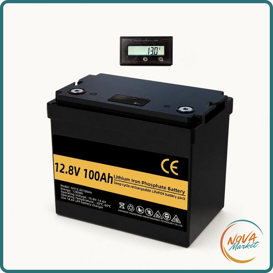 Batteria LiFePO4 12V 100Ah, 1280Wh per camper e barche