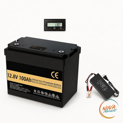 Batteria LiFePO4 12V 100Ah, 1280Wh per camper e barche