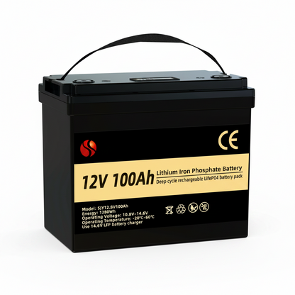 Batteria LiFePO4 12V 100Ah, 1280Wh per camper e barche