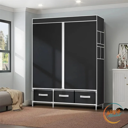 Armadio guardaroba portatile 65" con ripiani e cassetti