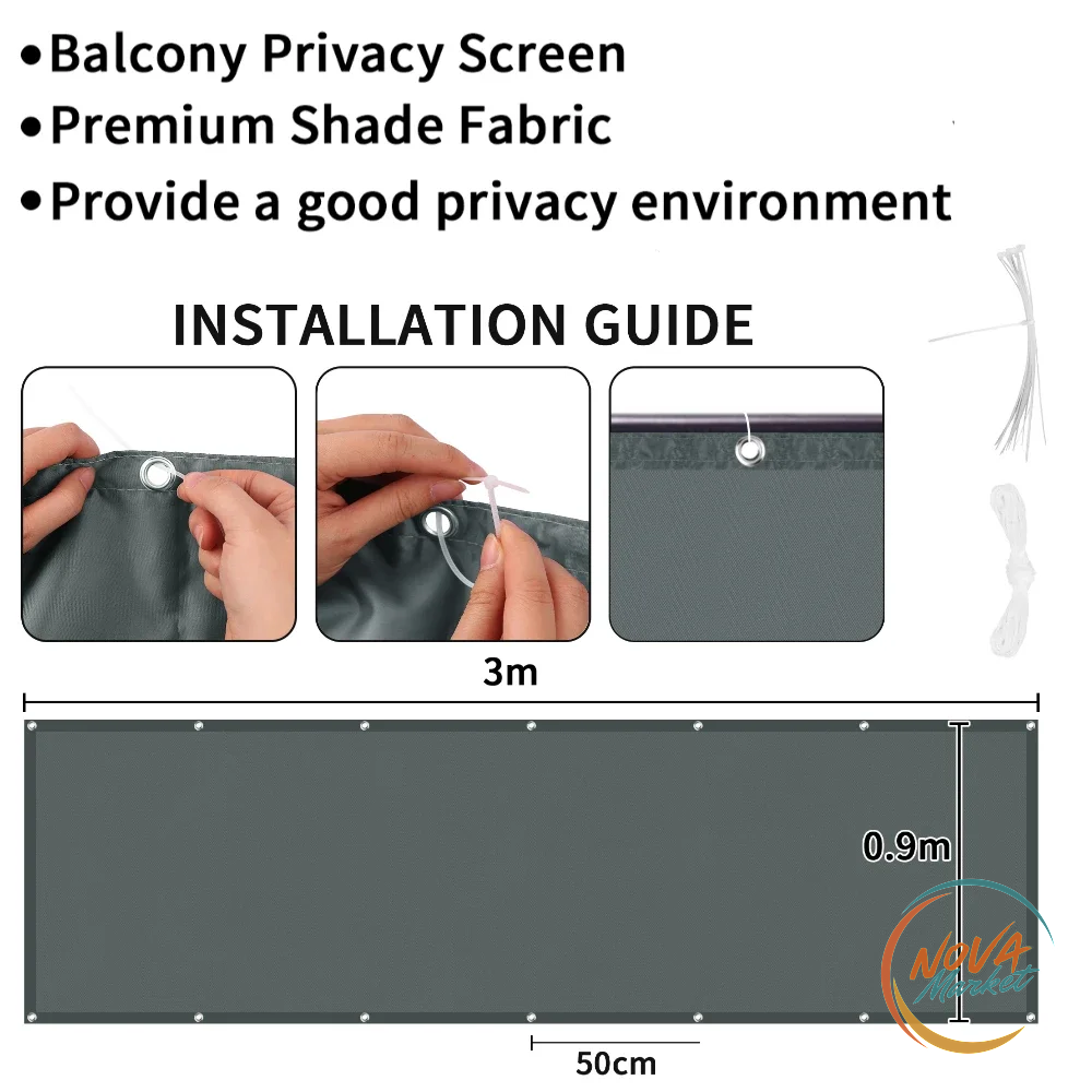 Schermo Privacy per Balcone Impermeabile con Occhielli