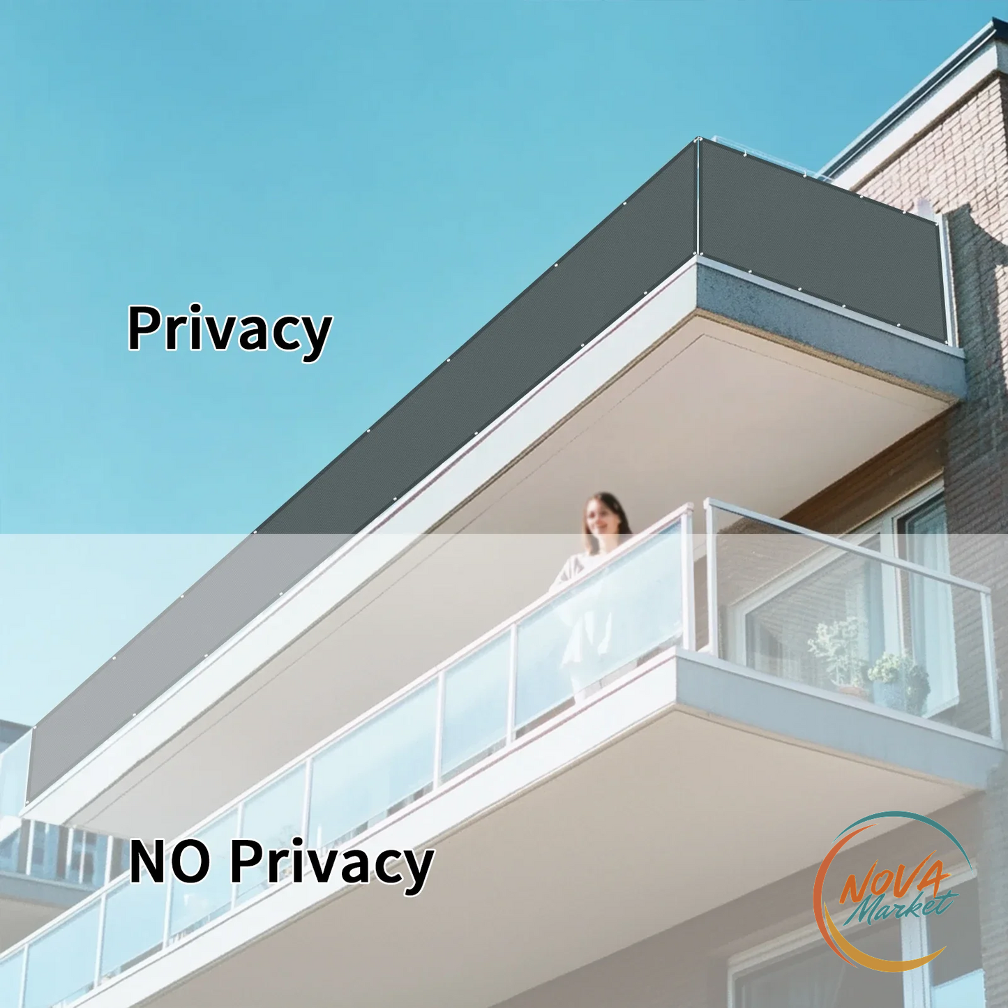 Schermo Privacy per Balcone Impermeabile con Occhielli