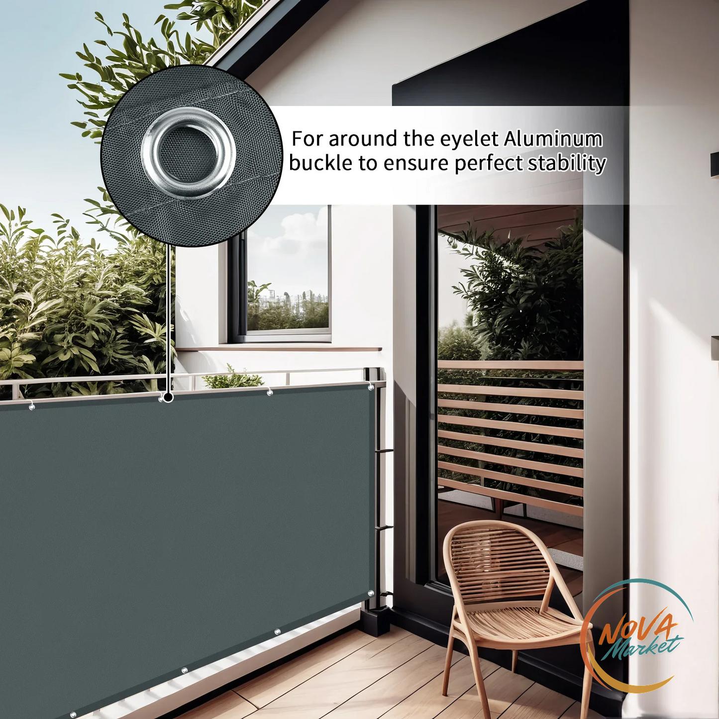 Schermo Privacy per Balcone Impermeabile con Occhielli