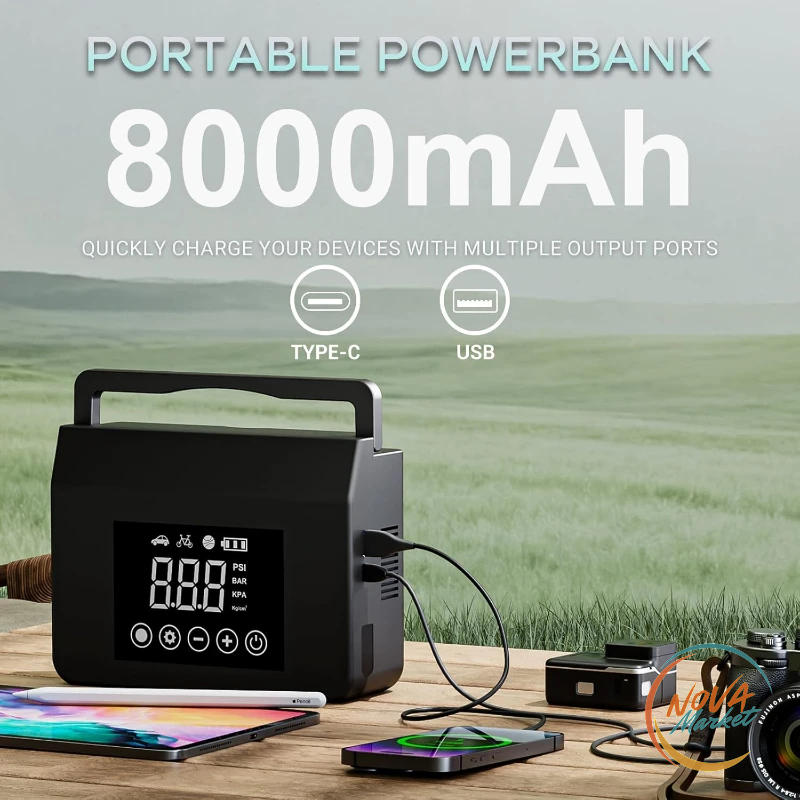 Avviatore d'emergenza auto 4000A 12V con gonfiatore