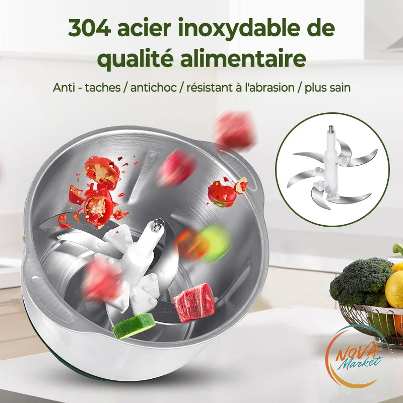 Tritatutto Elettrico 500W in Acciaio Inox, Capacità 5L