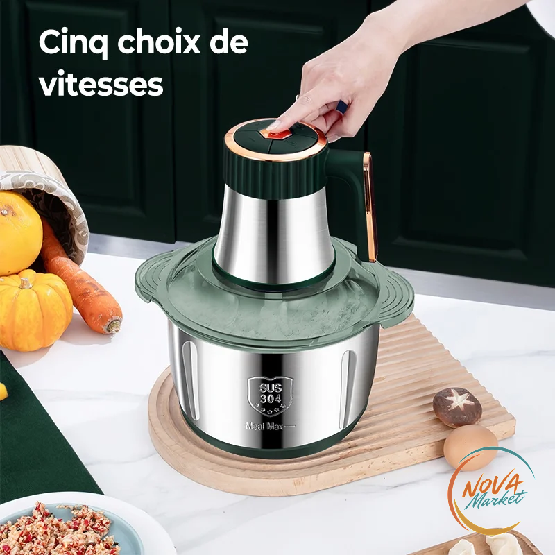 Tritatutto Elettrico 500W in Acciaio Inox, Capacità 5L