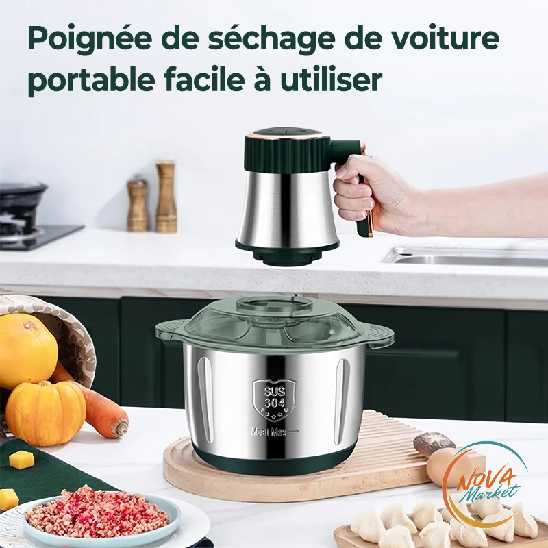 Tritatutto Elettrico 500W in Acciaio Inox, Capacità 5L