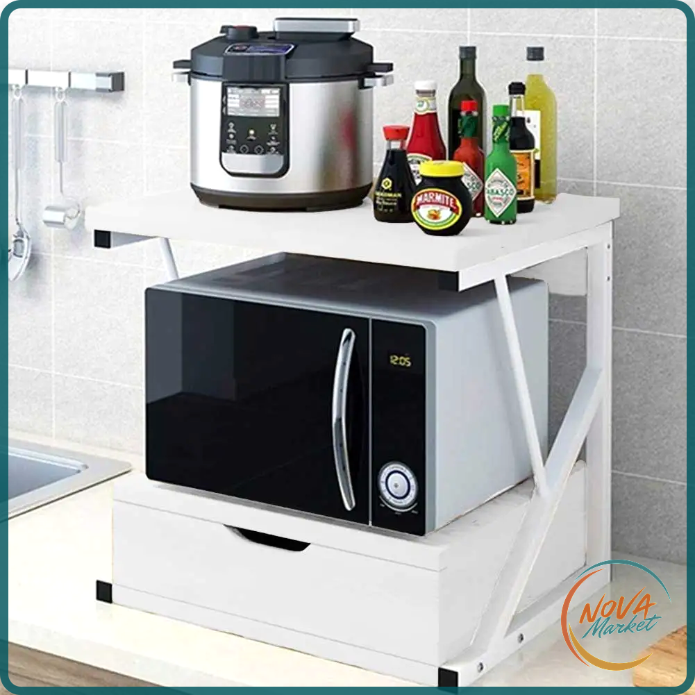 Scaffale Porta Microonde con Cassetto Organizer 54 x 35 x 50 cm