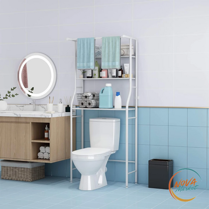 Scaffale bagno verticale a 3 ripiani in metallo regolabile