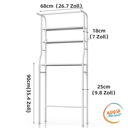 Scaffale bagno verticale a 3 ripiani in metallo regolabile