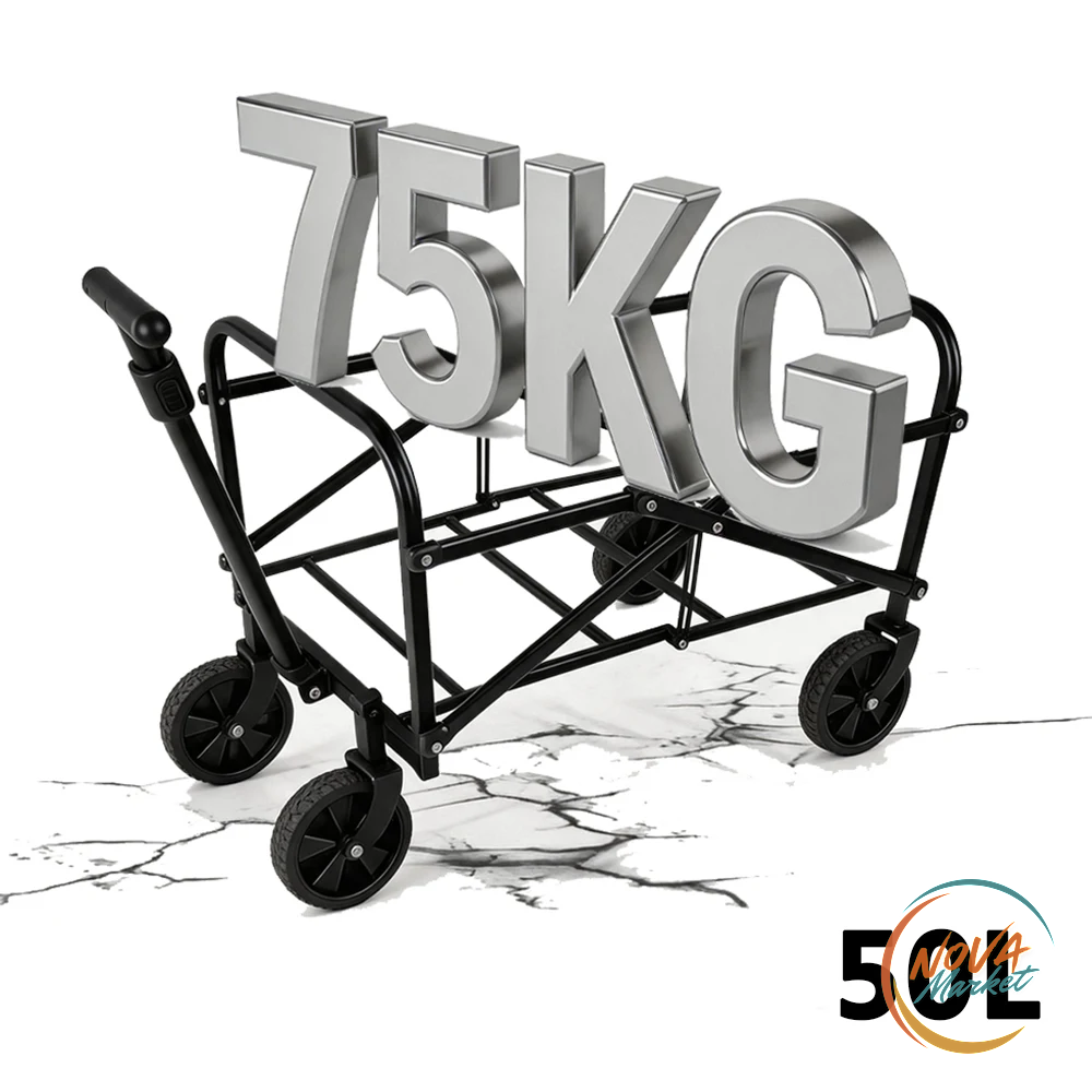 Carrello Pieghevole da Campeggio 75 kg, 50 L