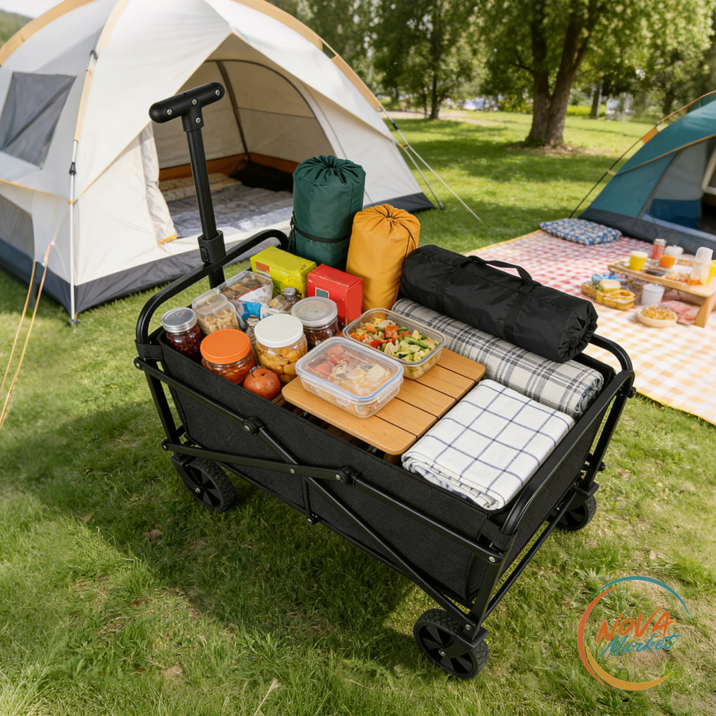 Carrello Pieghevole da Campeggio 75 kg, 50 L