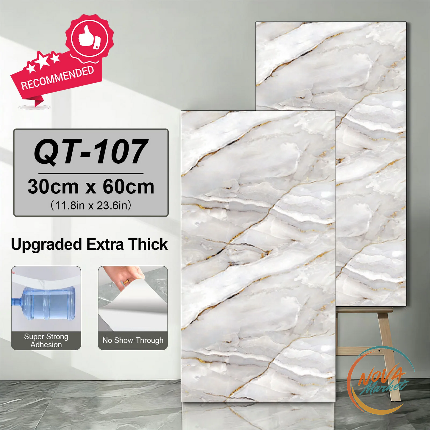 Adesivi per Piastrelle Effetto Marmo 30x60 cm Impermeabili