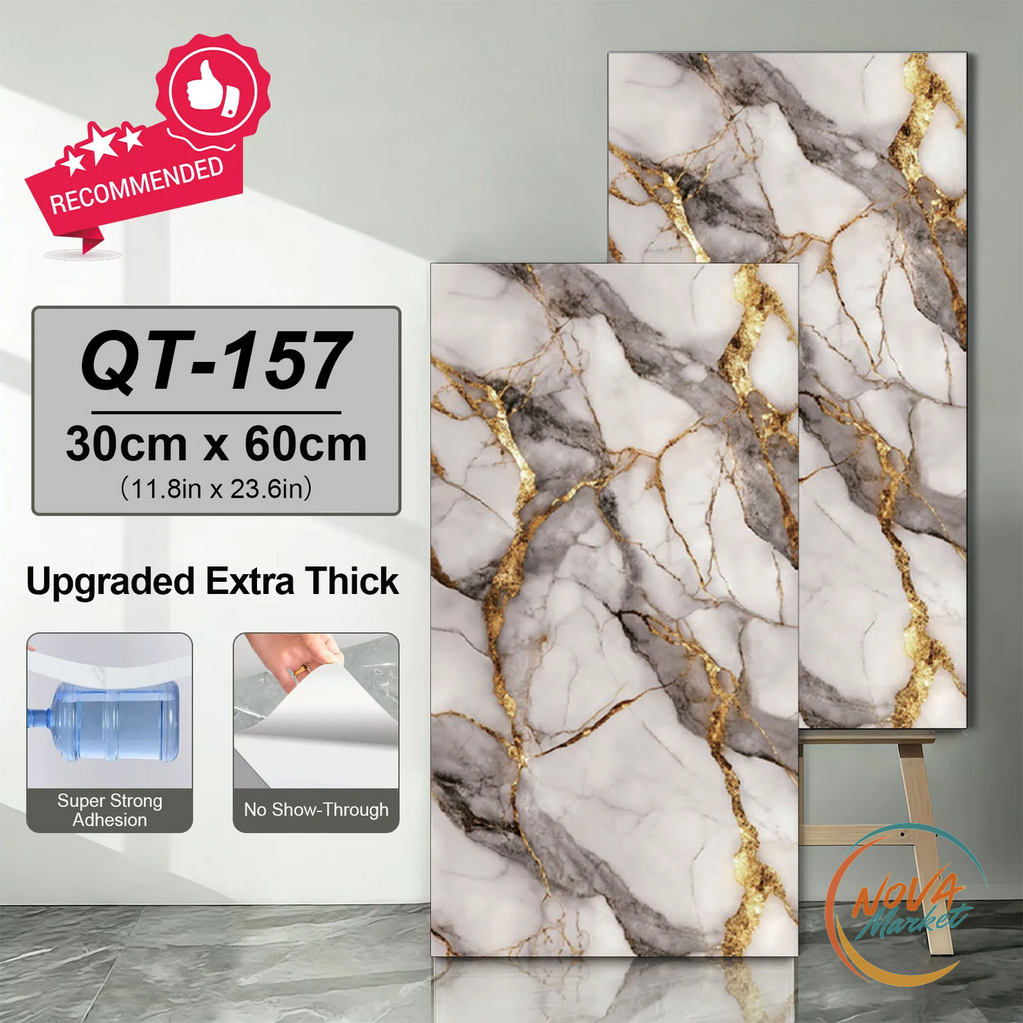 Adesivi per Piastrelle Effetto Marmo 30x60 cm Impermeabili