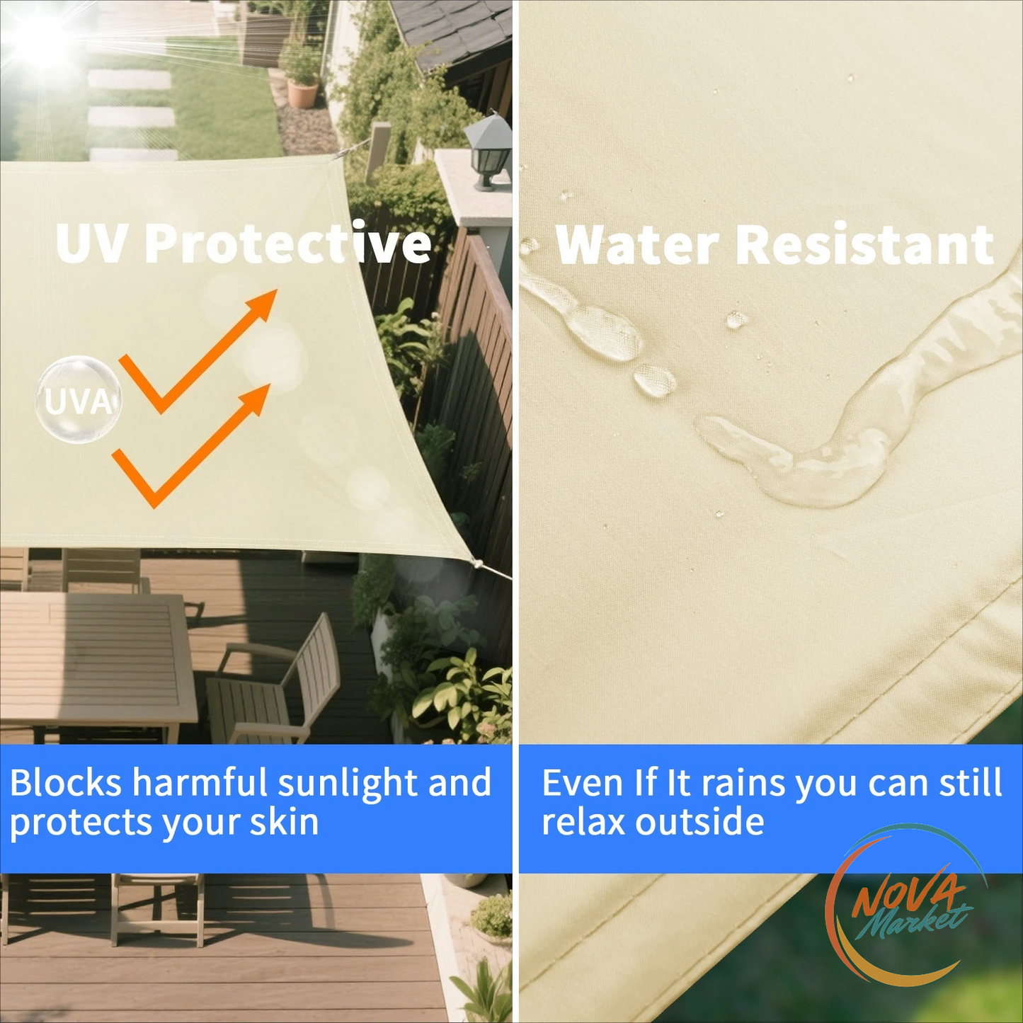 Vela parasole impermeabile da esterno con protezione UV