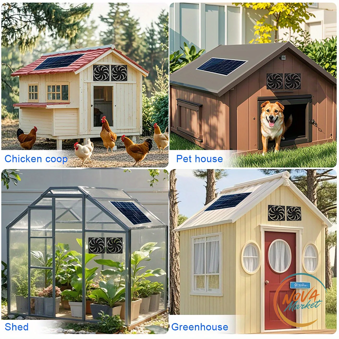 Ventilatore Solare da Esterno 10/15 W per Serra e Pollaio