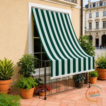 Tenda Parasole a Righe per Balcone Anti UV Impermeabile
