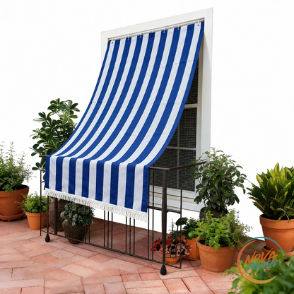 Tenda Parasole a Righe per Balcone Anti UV Impermeabile