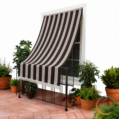 Tenda Parasole a Righe per Balcone Anti UV Impermeabile
