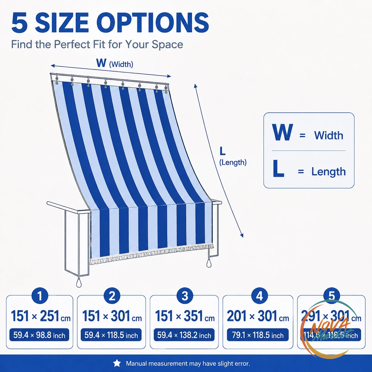 Tenda Parasole a Righe per Balcone Anti UV Impermeabile