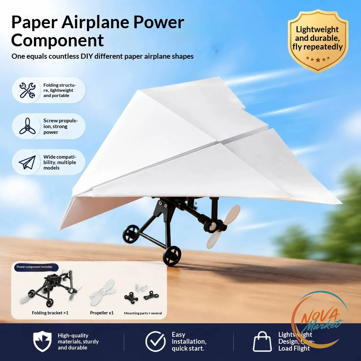 Aereo di Carta RC Elettrico Fai-da-Te Pieghevole