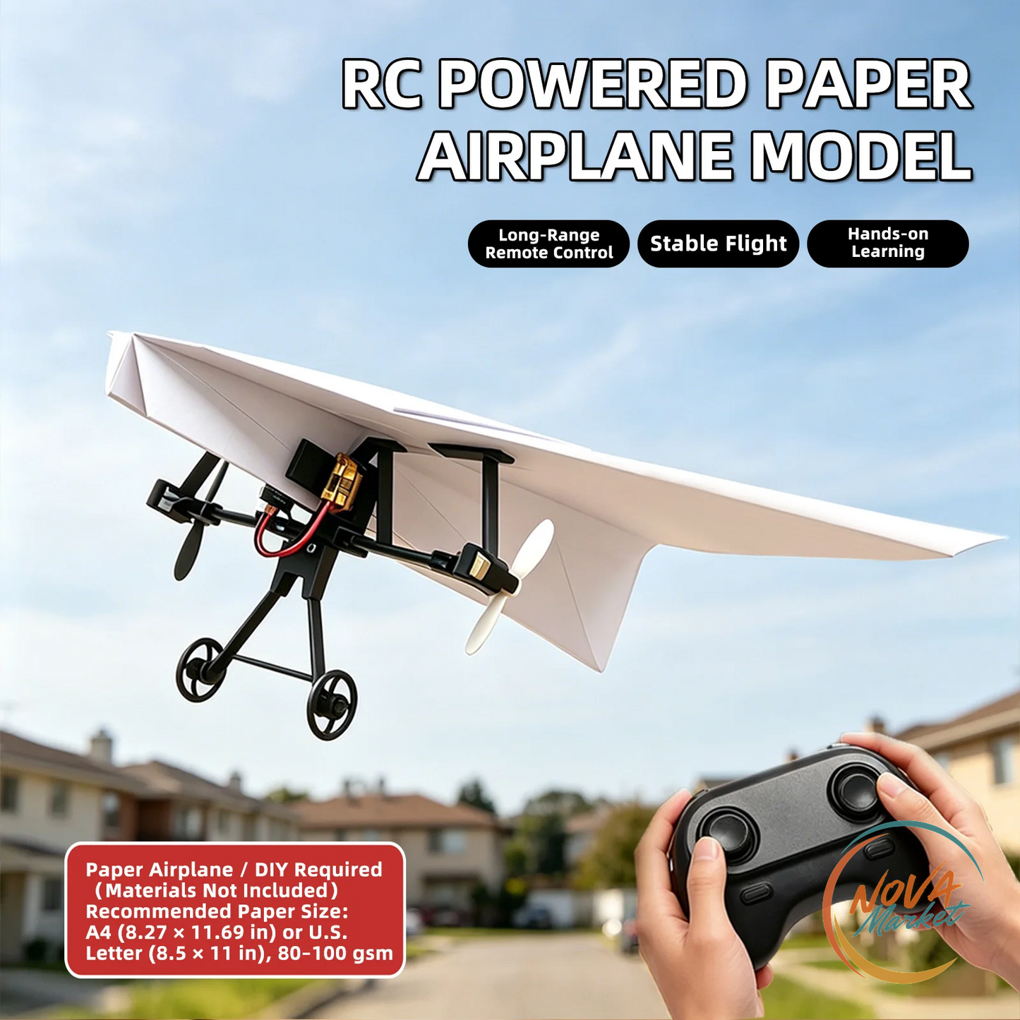Aereo di Carta RC Elettrico Fai-da-Te Pieghevole