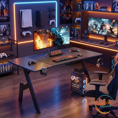 Scrivania Gaming in Fibra di Carbonio con Portabicchieri