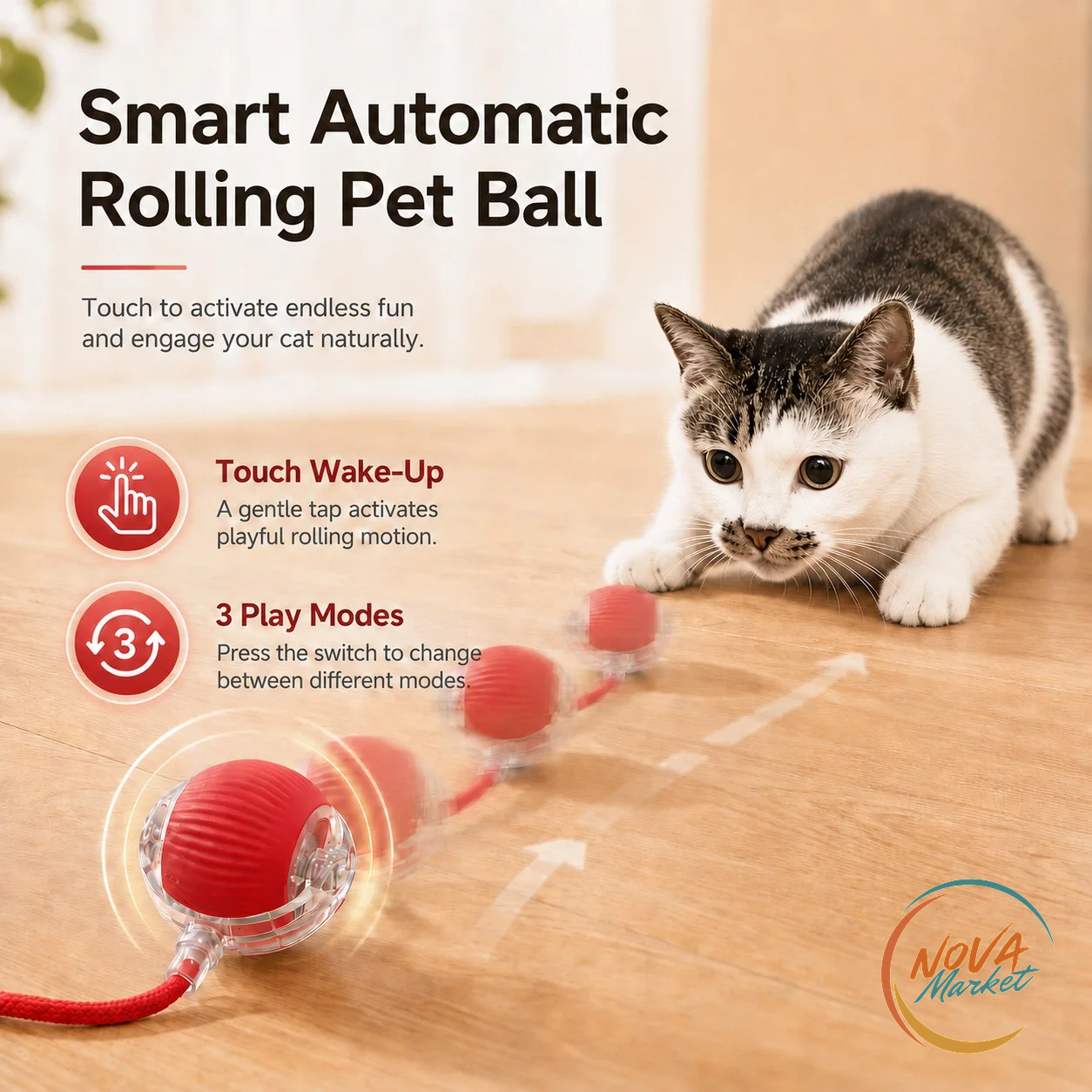 Palla Interattiva per Gatti Automatica e Ricaricabile