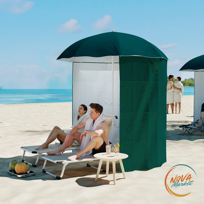 Ombrellone da spiaggia con parete laterale 2,2 x 2,2 m