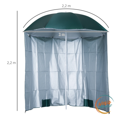 Ombrellone da spiaggia con parete laterale 2,2 x 2,2 m