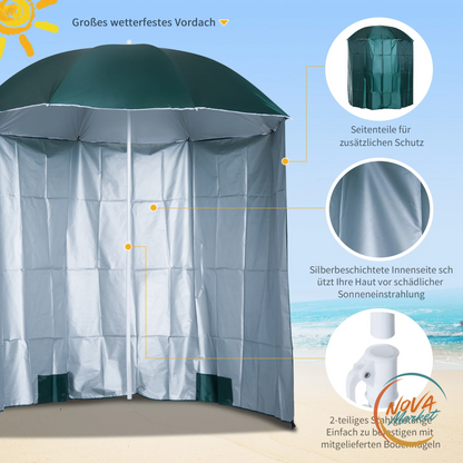 Ombrellone da spiaggia con parete laterale 2,2 x 2,2 m