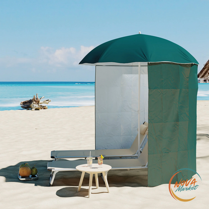 Ombrellone da spiaggia con parete laterale 2,2 x 2,2 m