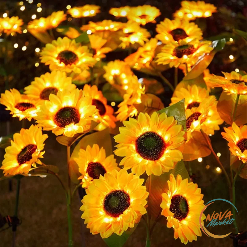 Luci solari a girasole da giardino LED, 1 o 3 teste