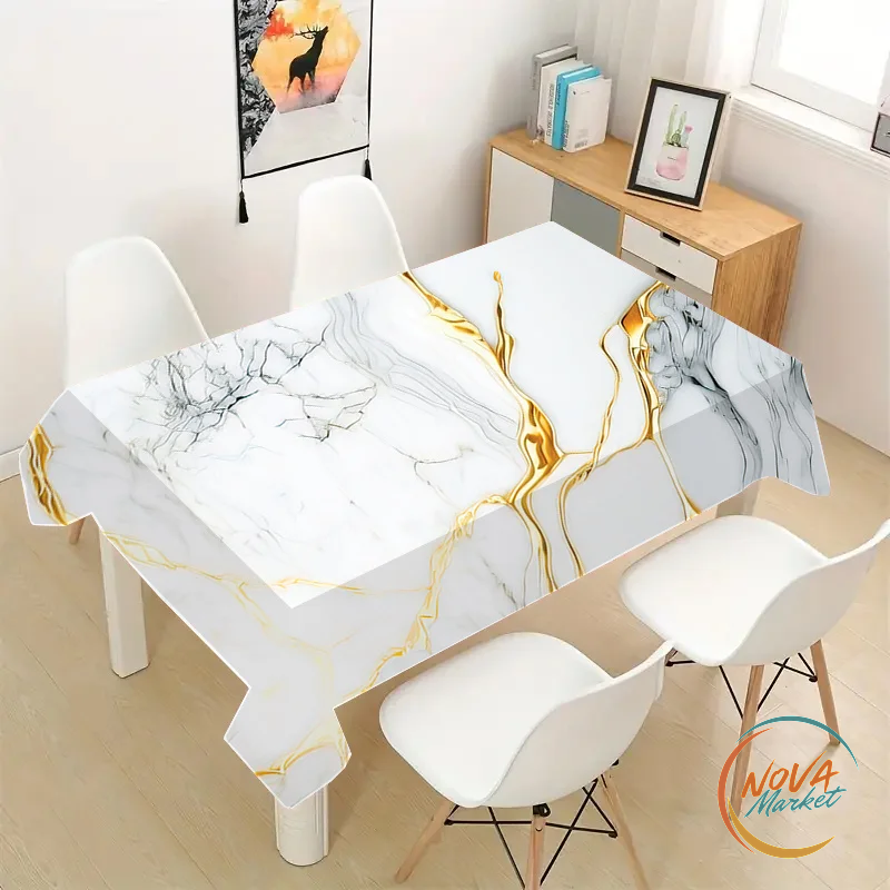Tovaglia effetto marmo con design dorato elegante